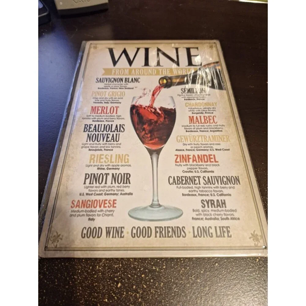 Wine From Around the World Metal Tin Sign 8
